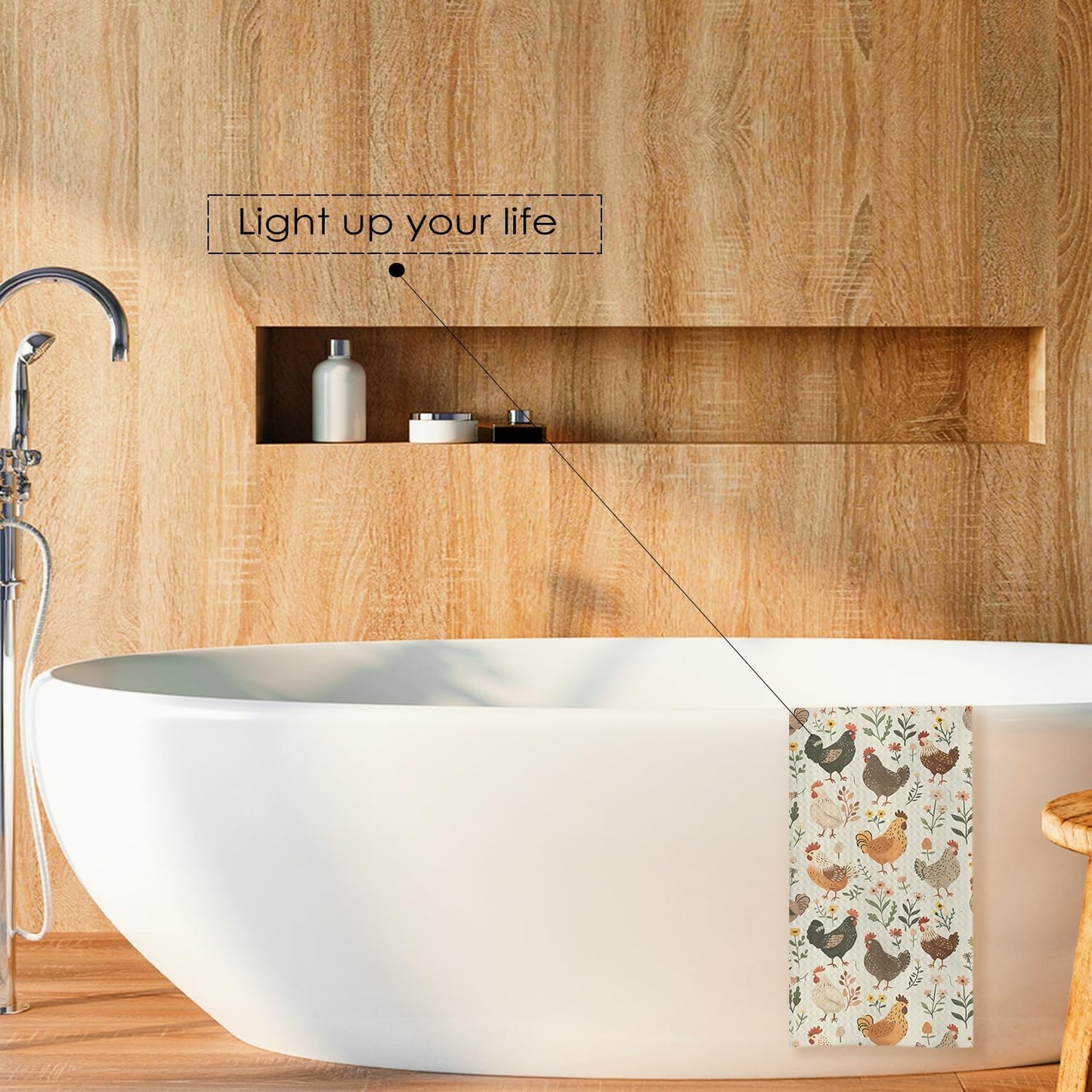 Farmhouse Chicken Rooster Kitchen Towels, Chicken Dish Towels, Rooster Decor Hand Towel for Bathroom Kitchen Decor, Cock Mom Lady Gifts, 16x24 Inch