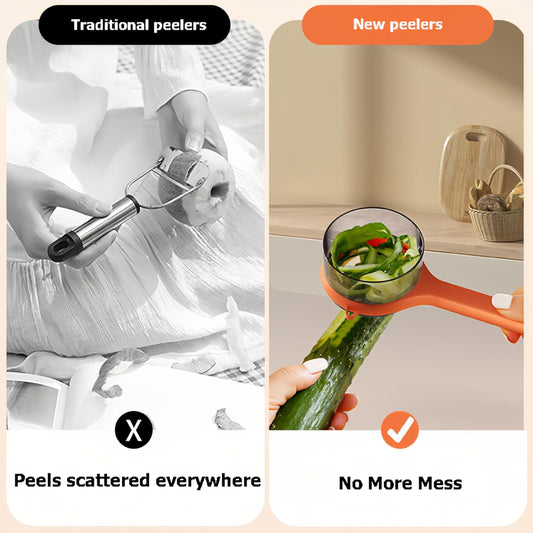 Peeling Knife With Storage Box, Fruit And Vegetable Peeler With Container, Double-Sided Stainless Steel Multi-Function Peeler For Home Kitchen (A-1pcs Orange)