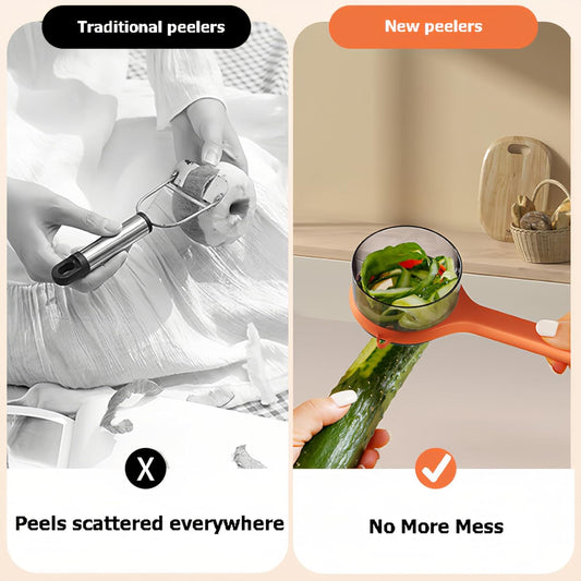 Peeling Knife With Storage Box, Fruit And Vegetable Peeler With Container, Double-Sided Stainless Steel Multi-Function Peeler For Home Kitchen (C-2pcs Mix)