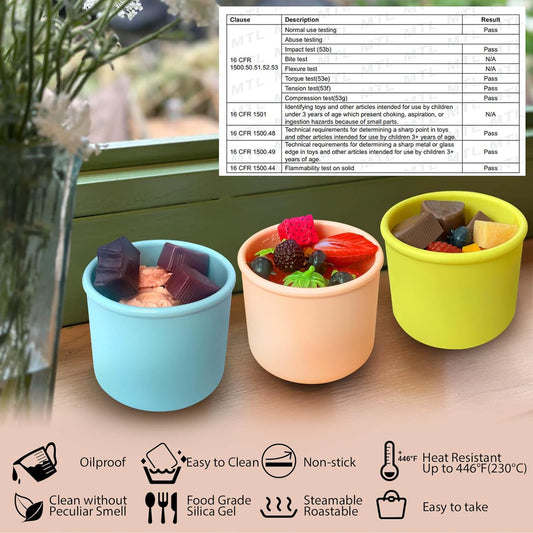 1-Cup Silicone Food Storage Containers with Lids, 4 Pack 8.5 oz Reusable Snack Fruits Containers Cups Leak Proof Soup Freezer Molds Small Lunch Box BPA Free for Kids Baby Daycare School Travel Baby