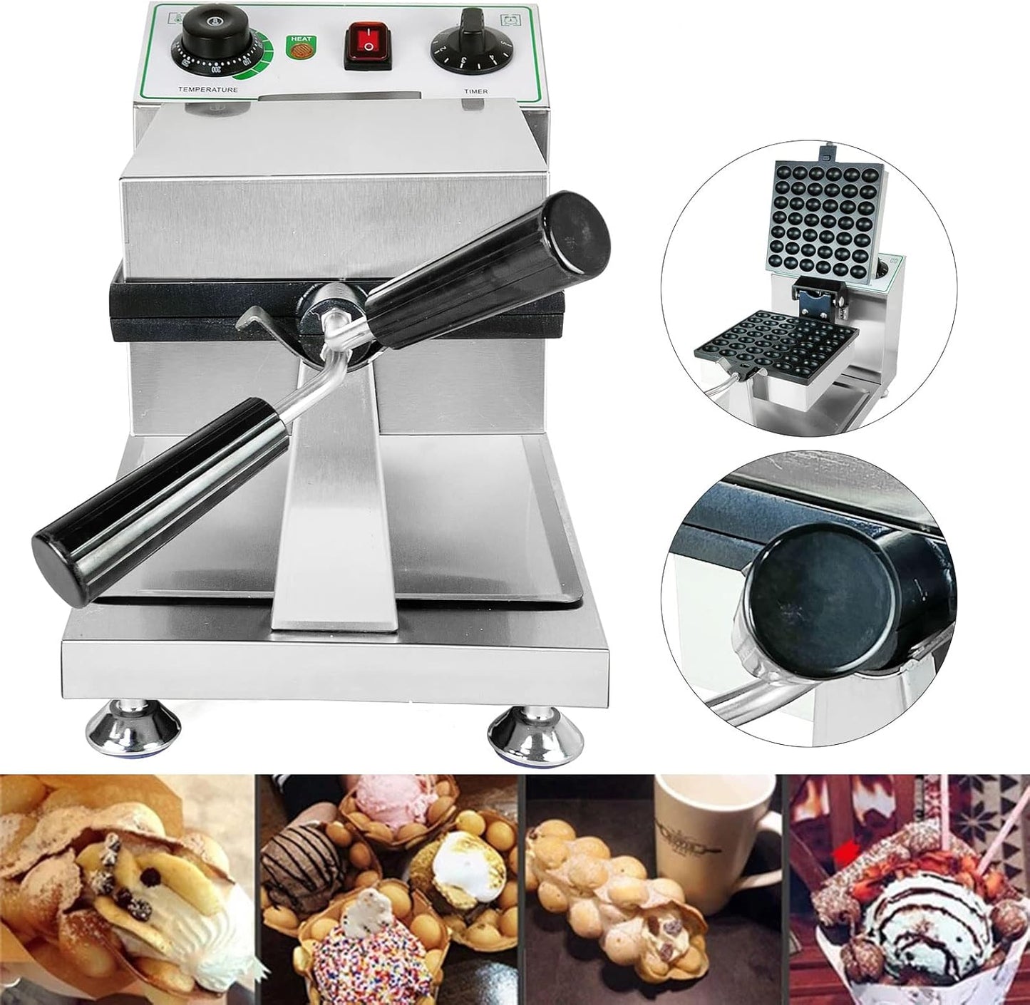 42 PCS Egg Waffle Maker,Non-Stick Bubble Waffle Maker,Commercial Mini Waffle Machine,Adjustable Temp & Time Mini Cake Maker,for Kids and Families (42 PCS)