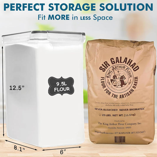 Shazo 2 PC (9.5L | 321 Oz) Extra Large Bulk Food Storage Containers with Airtight Lids for Flour, Sugar, Rice, Cereal & Pasta - Leakproof, BPA-Free Plastic Canisters for Kitchen & Pantry Organization