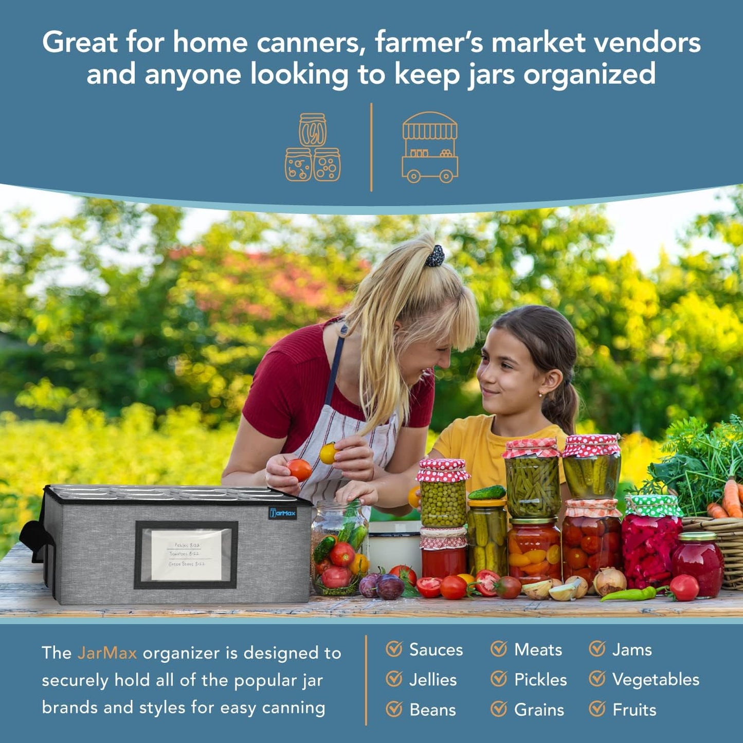 2Pk 32 oz Quart Mason Jar Organizer, Sturdy Pantry Canning Jar Storage Containers, Holds 12 Quart Size Ball Mason Jars, Foldable Canning Organizer, Stackable Home Storage Box w/Lid & Label holder