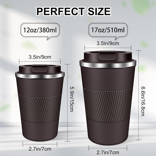 Coffee Travel Mug 12oz Insulated Coffee Mug with Lid Portable Spill-Proof Coffee Travel Mug No Handle Reusable Stainless Steel Mug Keeps Cold and Hot Suitable for Car, Daily, Travel and Gifts