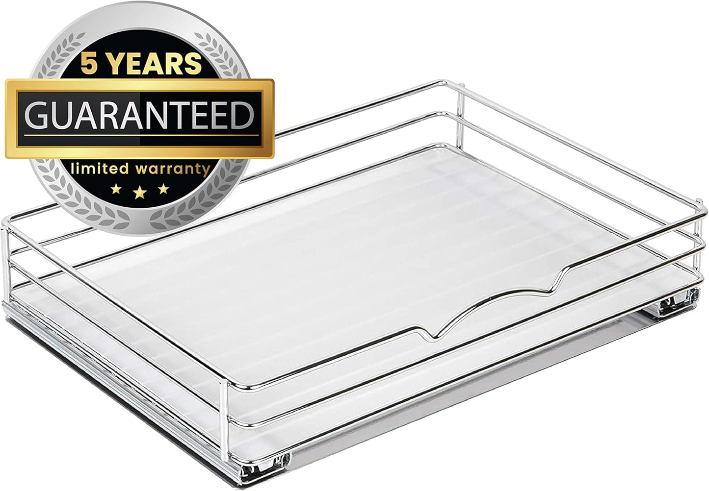 Pull Out Cabinet Organizer for Spices, Cans - Heavy Duty with Lifetime Limited Warranty- Pull Out Spice Rack- Cabinet Pull Out Shelf for Cans,Dishes, Etc, 14-3/8"Wx 10-1/2"D x 2-3/4” H, Chrome