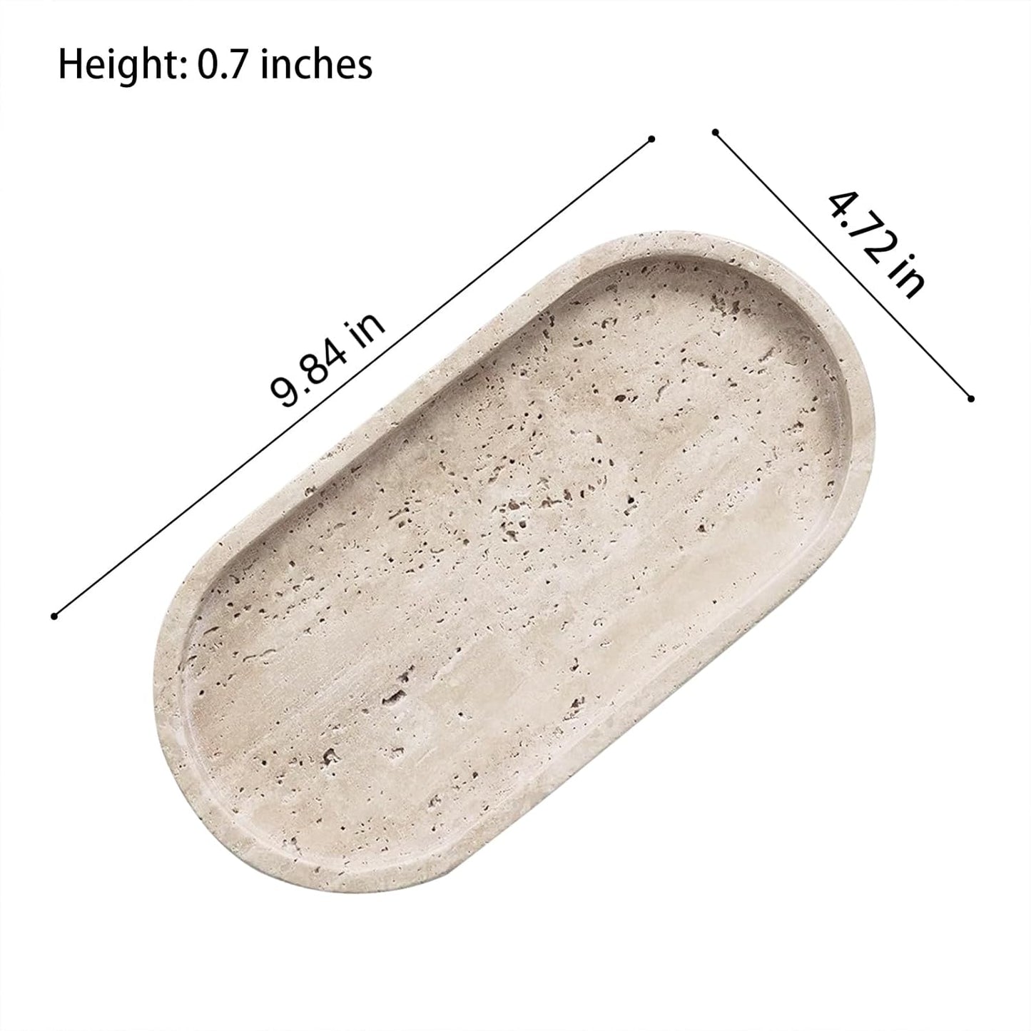 Natural Travertine Tray, Vanity Trays for Bathroom Countertop Organizer, Marble Decor Tray for Kitchen Counter (Beige, 9.8")