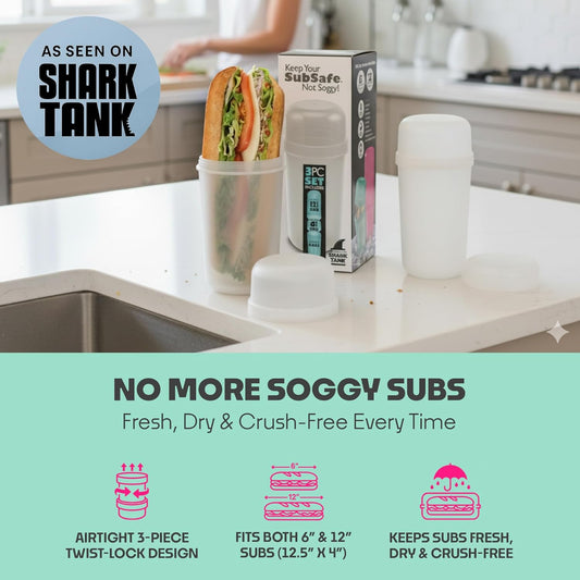 SubSafe Sub Sandwich Container – This Reusable Sandwich Container Keeps Your Sub Safe, Not Soggy – Ideal Boating Accessories and Cooler Accessories – As Seen On Shark Tank, Makes a Great Gift
