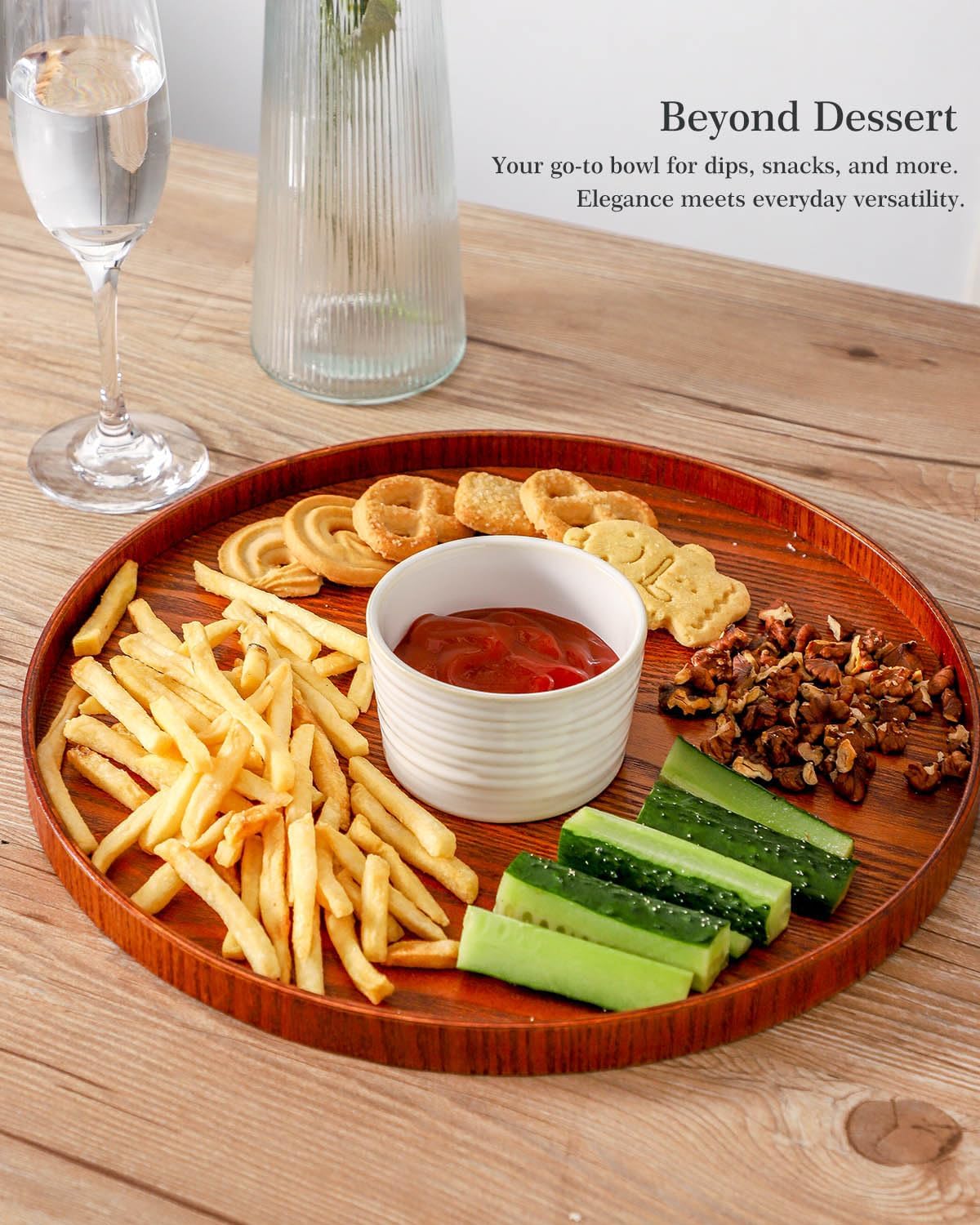 Hasense Ramekins 8 oz Oven Safe for Creme Brulee, Ceramic Souffle Dish Set of 6,Porcelain Dipping Sauce Bowls for Pudding, Souffle, Serving Dip, Custard, Ice Cream, Clay-Infused White