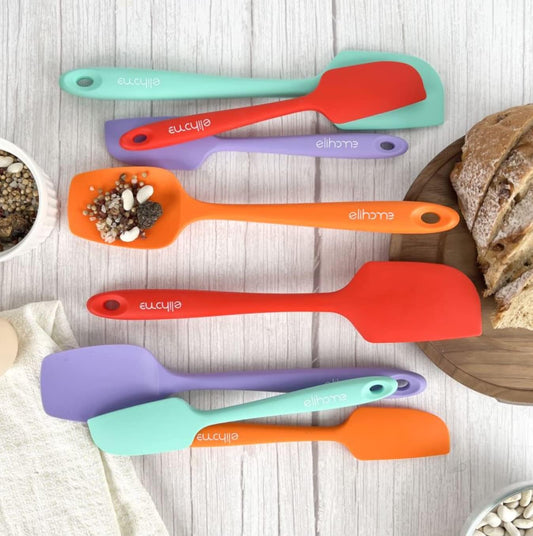 Elihome Chef Series 3 Piece Silicone Spatula Set - 600°F Heat Resistant Non Stick Rubber Kitchen Scraper Spatulas for Cooking, Baking, and Mixing – BPA Free and LFGB Certified Silicone (Orange)