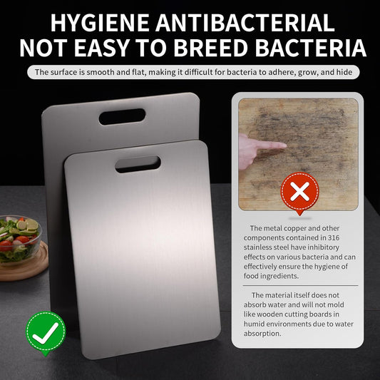 Katuchef Titanium Cutting Board 2025 New Upgrade Pure Titanium Cutting Boards for Kitchen Double Sided Cutting Boards Non Toxic,Hygiene Durable Chopping Board Suitable for Dishwasher Safe(13.38*9.05)