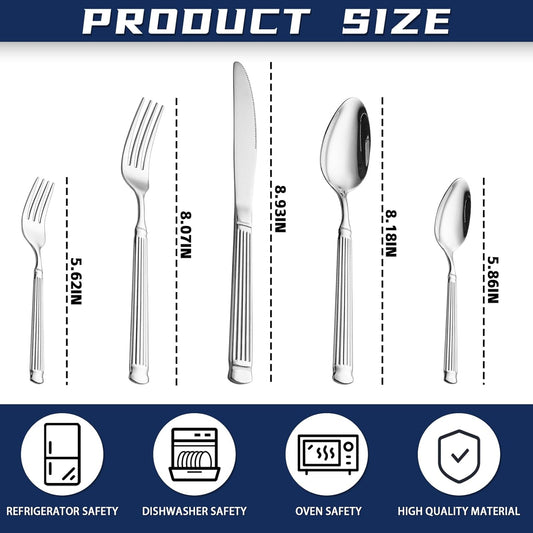 40-Piece Silverware Set Stainless Steel Flatware Set for 8,Include Knives Forks and Spoons Cutlery Set for Home Kitchen Housewarming