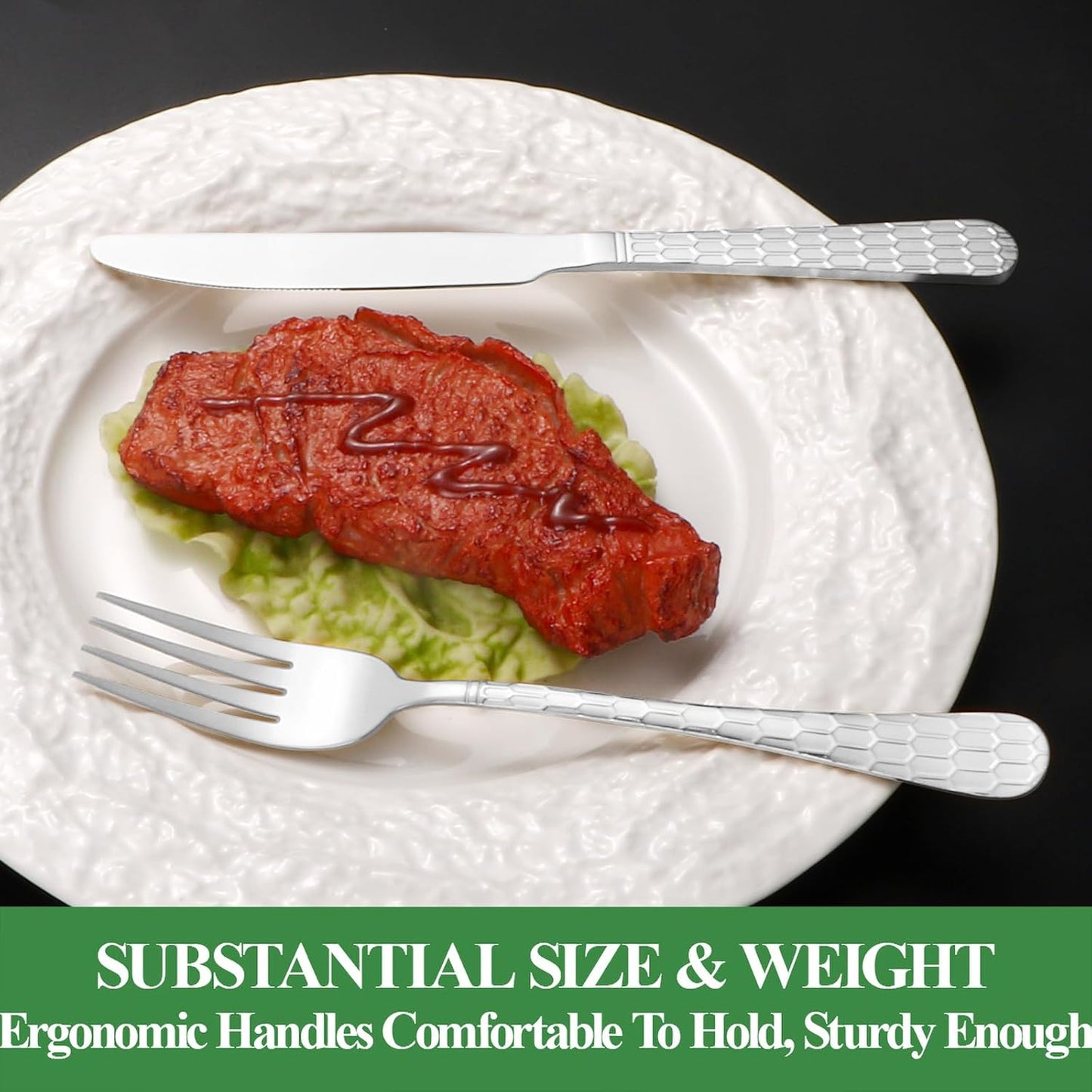 20 Pcs Silverware Set for 4 with Water Cube Handle design, Food Grade Stainless Steel Flatware Set, Eating Utensils Sets Include Fork/Knife/Spoon, Reusable Cutlery Set, Dishwasher Safe