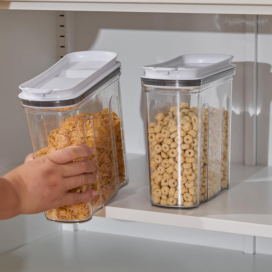 FreshKeeper Cereal Containers Storage Set, Airtight Food Storage Container with Lid 2.5L,2PCS BPA-FREE Plastic Pantry Organization Canisters for Rice Cereal Flour Sugar Dry Food in Kitchen…