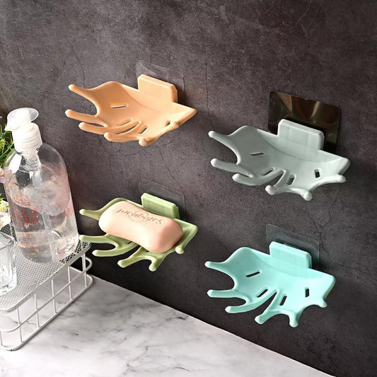 Creative Soap Holder for Shower - Wall Mounted Bathroom Soap Dish Organizer with Strong Adhesive Soap Tray for Kitchen Sink, Dish Soap Dispenser Holder,Green