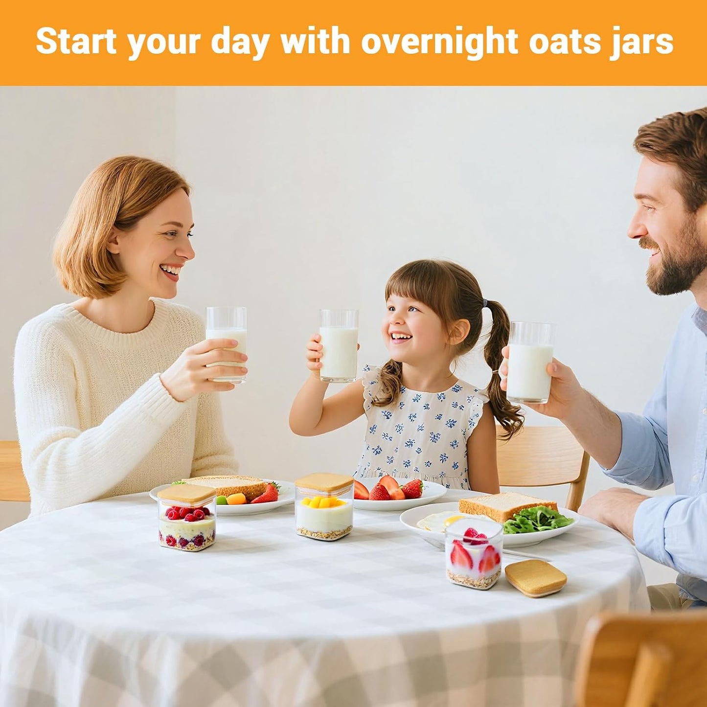 Square Glass Jar with Lid, 12 Fl.oz Glass Jars with Bamboo Lids Set of 2, Kitchen Pantry Storage Containers for Spice, Sugar, Coffee, Tea, Candy, Nuts - Included Labels, Marker and Spoon