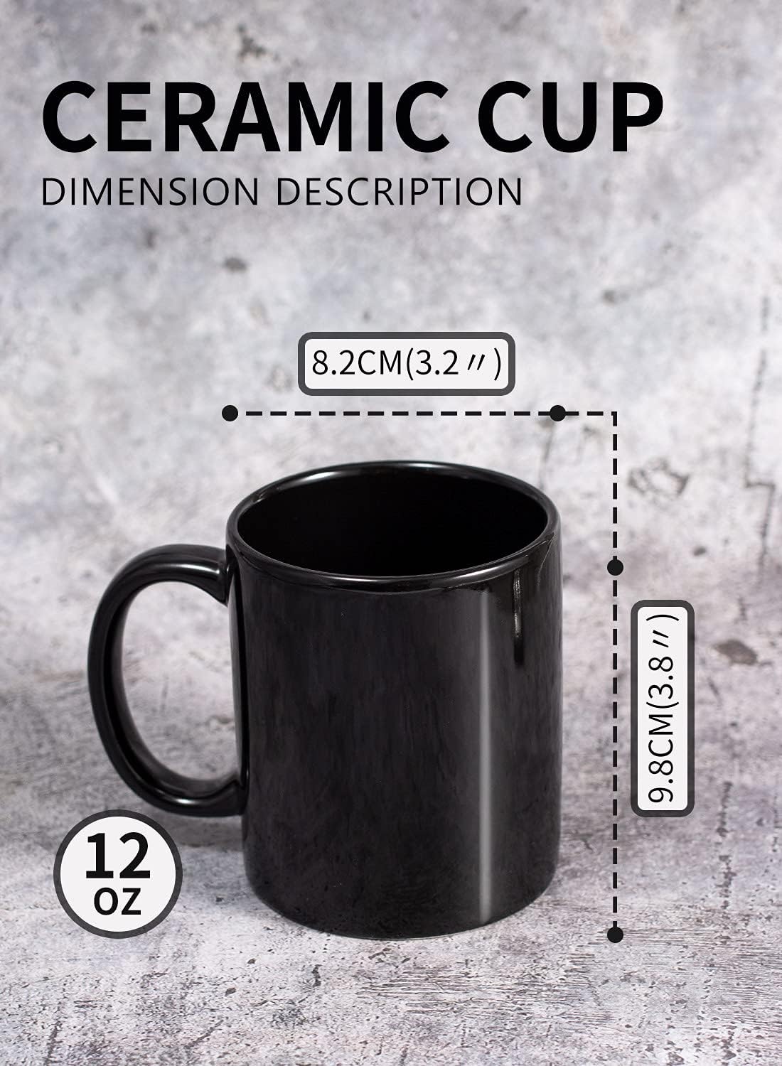 12oz coffee mug set of 6 Coffee Mugs for Coffee, Tea, Cocoa, Milk(black)