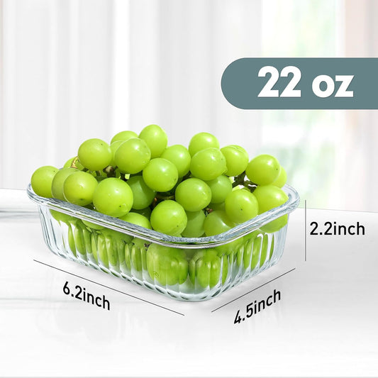 KOMUEE 10 Packs 22 oz Glass Meal Prep Containers, Glass Food Storage Containers with Lids, Airtight Glass Lunch Containers, Microwave, Oven, Freezer and Dishwasher Safe, White