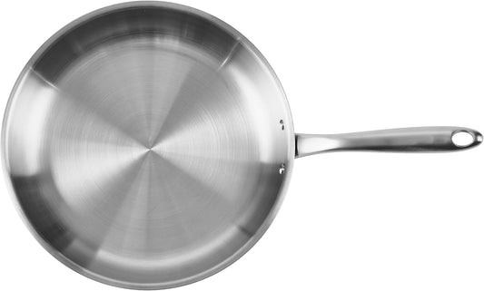 5-Ply Stainless Steel Frying Pan, Full 5-Ply Clad, Brushed, Induction Cooking Pan, Oven Safe, Dishwasher Safe (12'' Stainless Steel Frying Pan)
