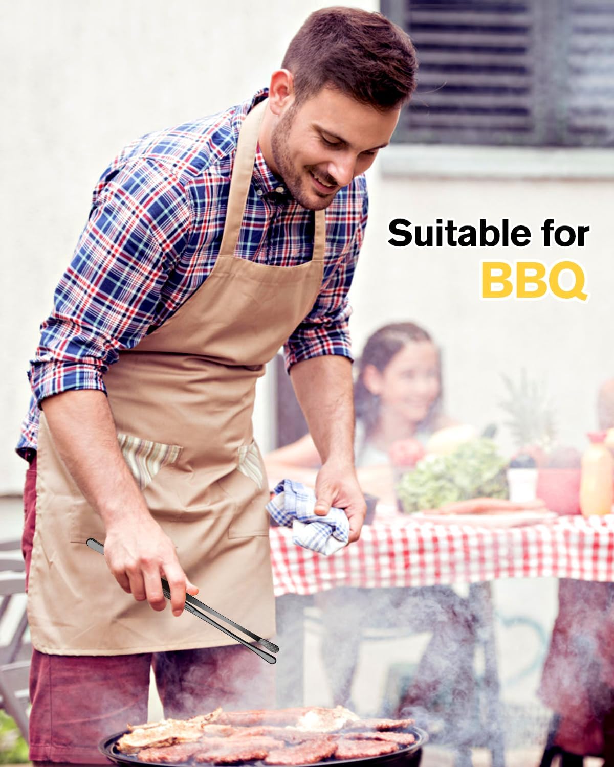 2 Pcs 10-Inch Kitchen Tweezers Fine Tweezer Tongs, Stainless Steel Professional Long Cooking Tweezers for BBQ, Sea Food, Repairing and Serving (BLACK)