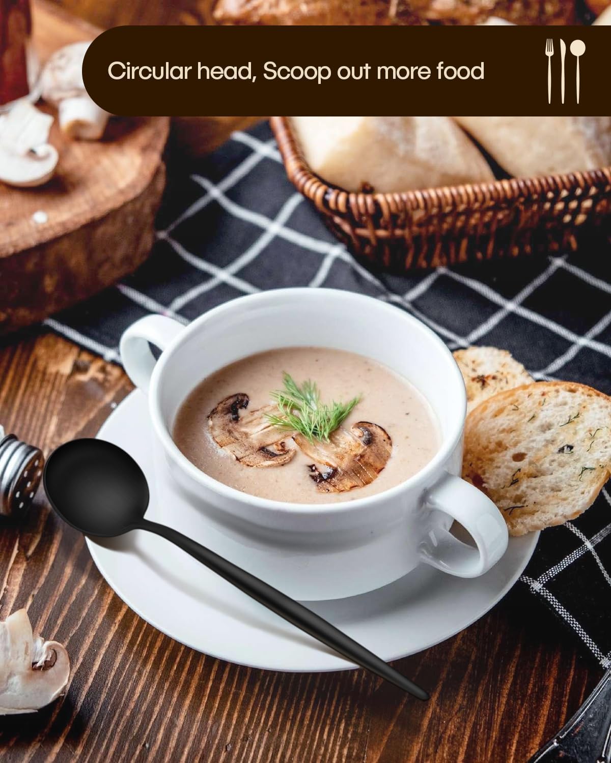 Stapava 30-Piece Matte Black Silverware Set, Stainless Steel Flatware Set for 6, Satin Finish Cutlery Include Forks Spoons and Knives Set for Home Restaurant, Dishwasher Safe Utensils Set