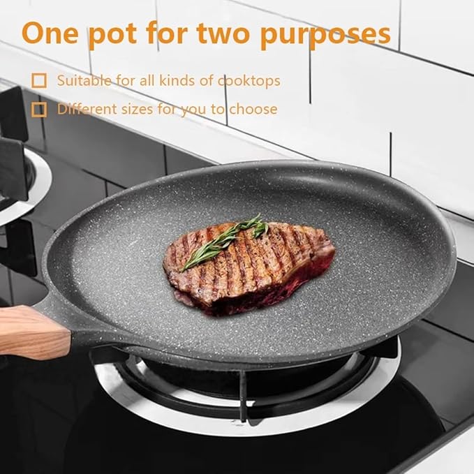 Nonstick Crepe Pan Set, 6 Piece Set Kitchen Pancake Grill Pan, 9.5 Inch Granite Coating Flat Skillet Tawa Dosa Tortilla Pans, Pizza Pans, Fry Pan Compatible with All Stovetops (9.5 Inch)