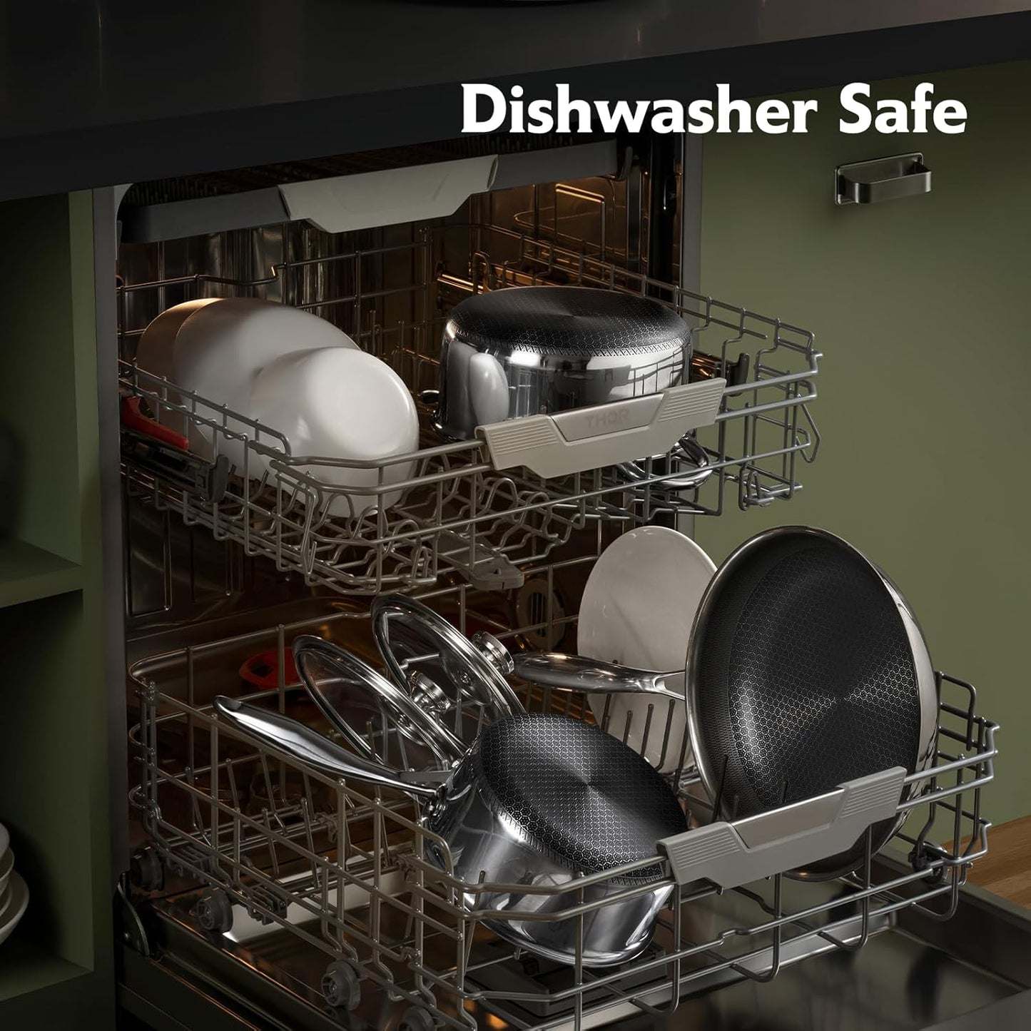 Non Stick Pots and Pan Set, 10 Pcs Hybrid Stainless Steel Cookware Set with Lids, Kitchen Skillet, Stock Pot, Nonstick Frying Pan, PFOA-free Kitchen Cooking Utensils,Induction,Dishwasher Safe