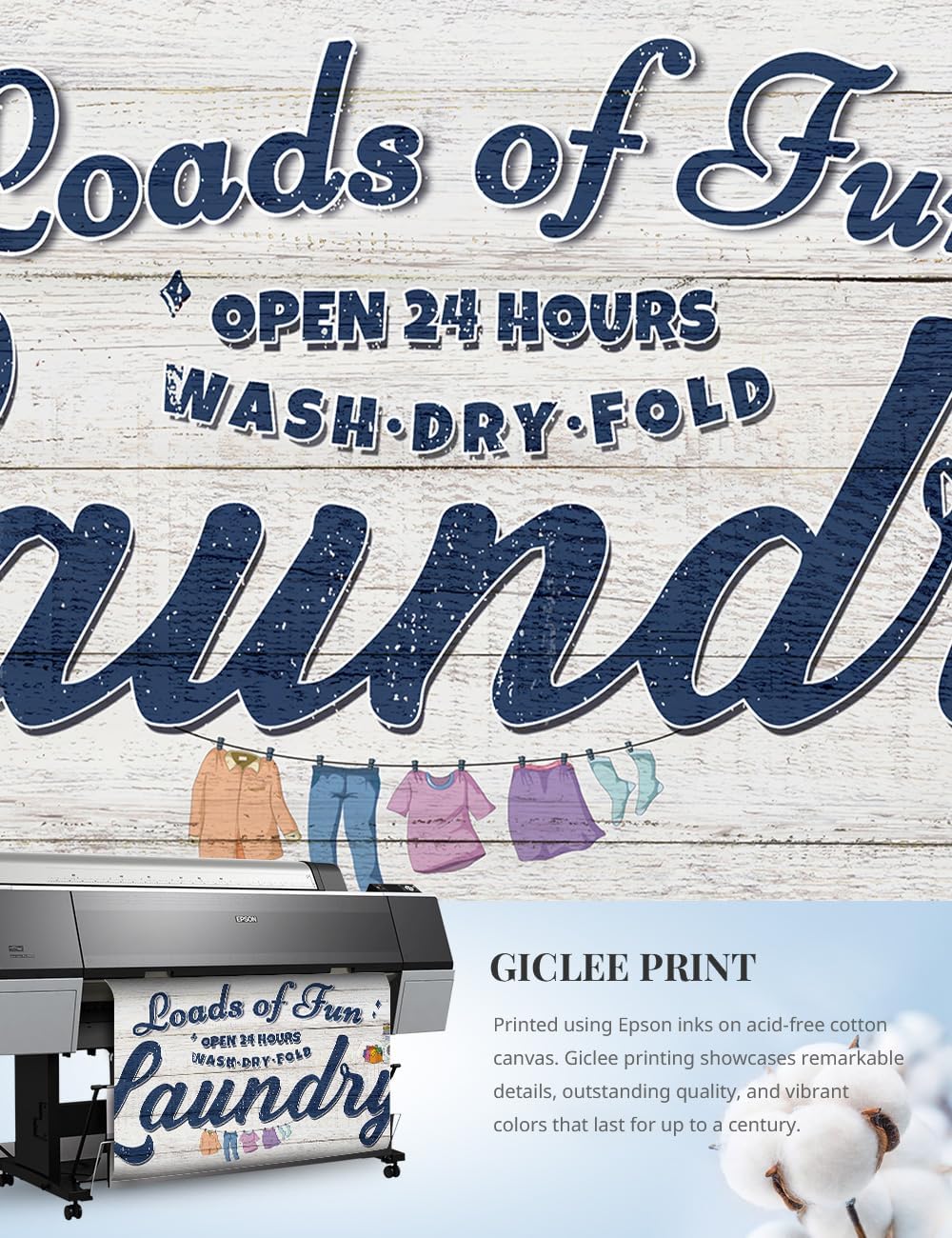 IPIC - Cute Laundry Room Decor, Rustic Canvas Wall Art Print on Acid-Free Cotton Canvas for Family Laundry Room, Rustic Farmhouse Style Wall Decor for Home, Made in USA