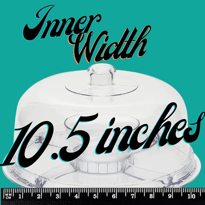 JOEY'Z Extra Large (12") 6 in 1 Acrylic Cake Stand with Dome Lid Multifunctional Serving Platter and Plate, Salad Bowl/Veggie Platter/Punch Bowl/Desert Platter/Chips & Dip - BPA Free