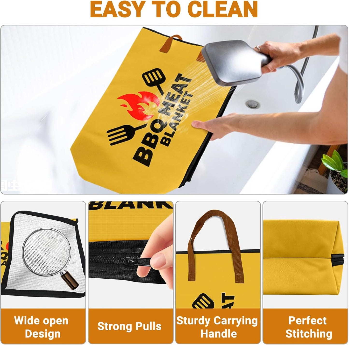 21in Brisket Blanket & Meat Resting Bag – Insulated BBQ Blanket for Resting Meat | Heavy-Duty Smoker Accessory for Brisket, Pork Shoulder, Smoked Turkey | BBQ Gifts for Men & Meat Lovers