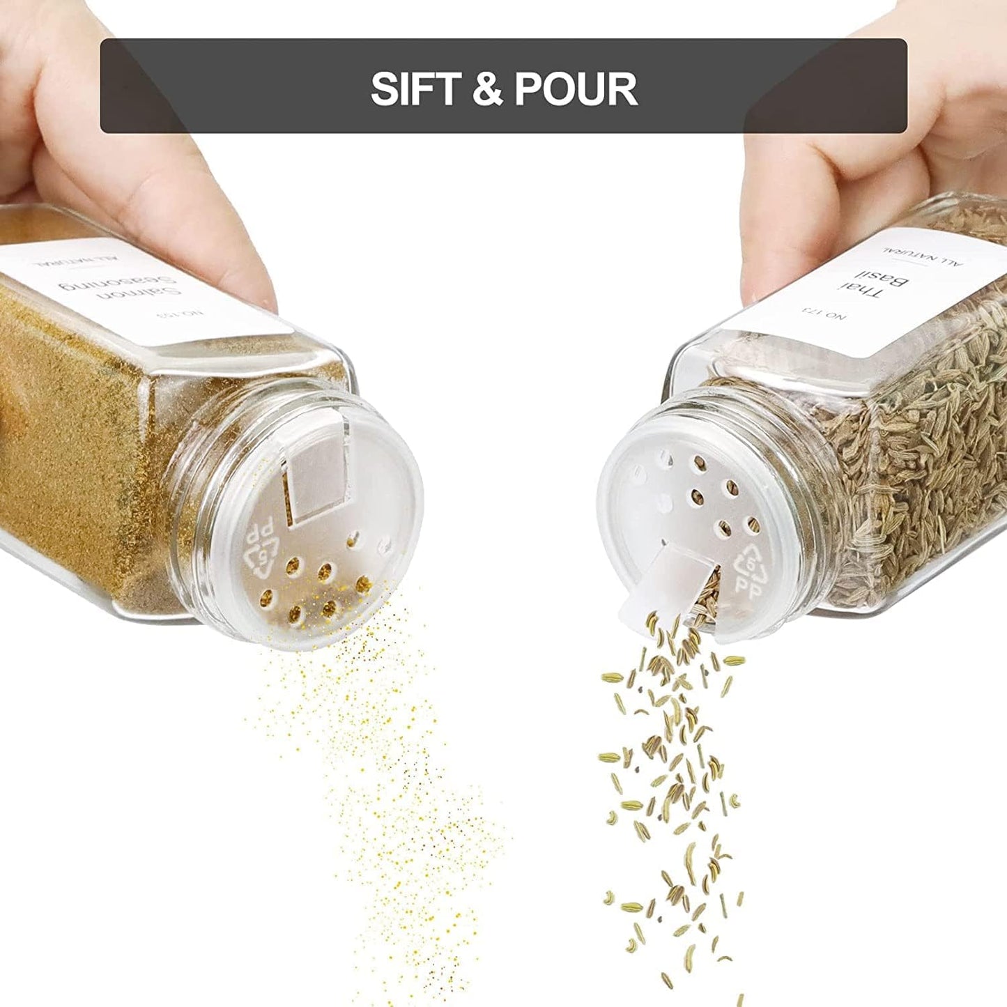 Spice Drawer Organizer with 20 Spice Jars,216 Labels,25 Non-slip Rubber, Bamboo 4 Tier Seasoning Rack Tray Insert for Kitchen Drawers,Cabinets,Countertop,11" Wide x 15.8" Deep