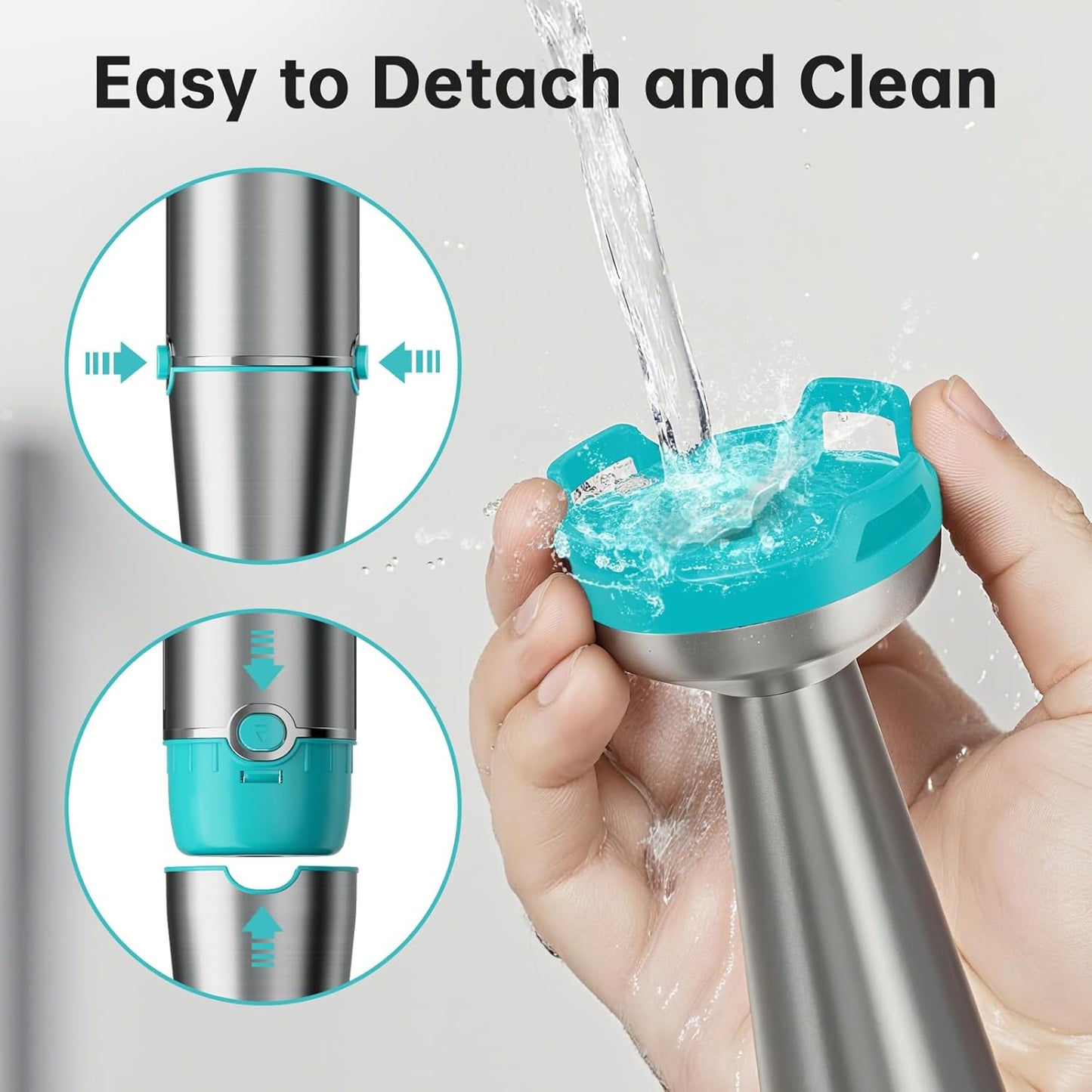 Immersion Blender Handheld Corded Hand Blenders Set 1100W, Trigger Variable Speed 5 in 1 Stick Emulsifier with Chopper, Whisk and Frother for Soup, Baby Food and Smoothies, Cyan Blue