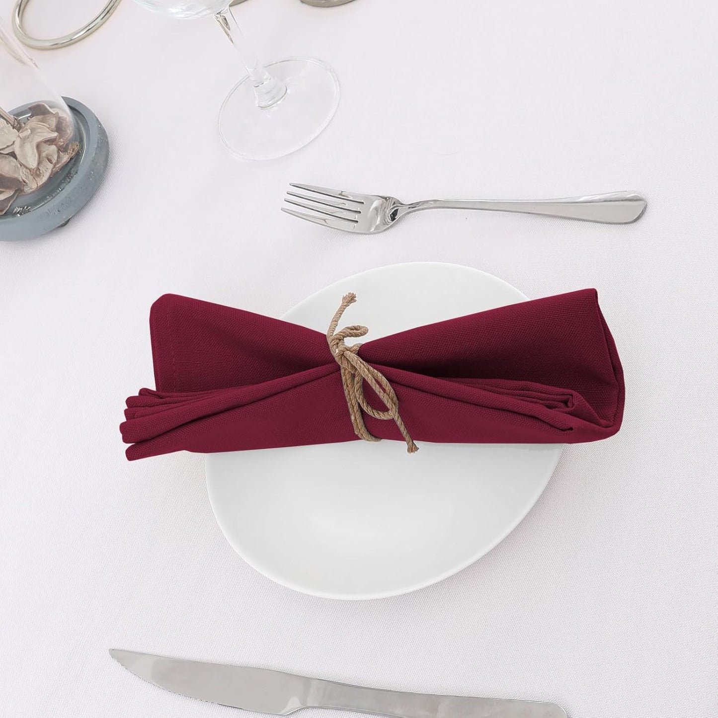 H.VERSAILTEX Cloth Napkins Set of 12 (18" X 18") Linen Textured Dinner Napkins Waterproof Soft Thick Durable Reusable Napkins with Hemmed Edges for Dinners, Weddings and Everyday Use, Christmas Red