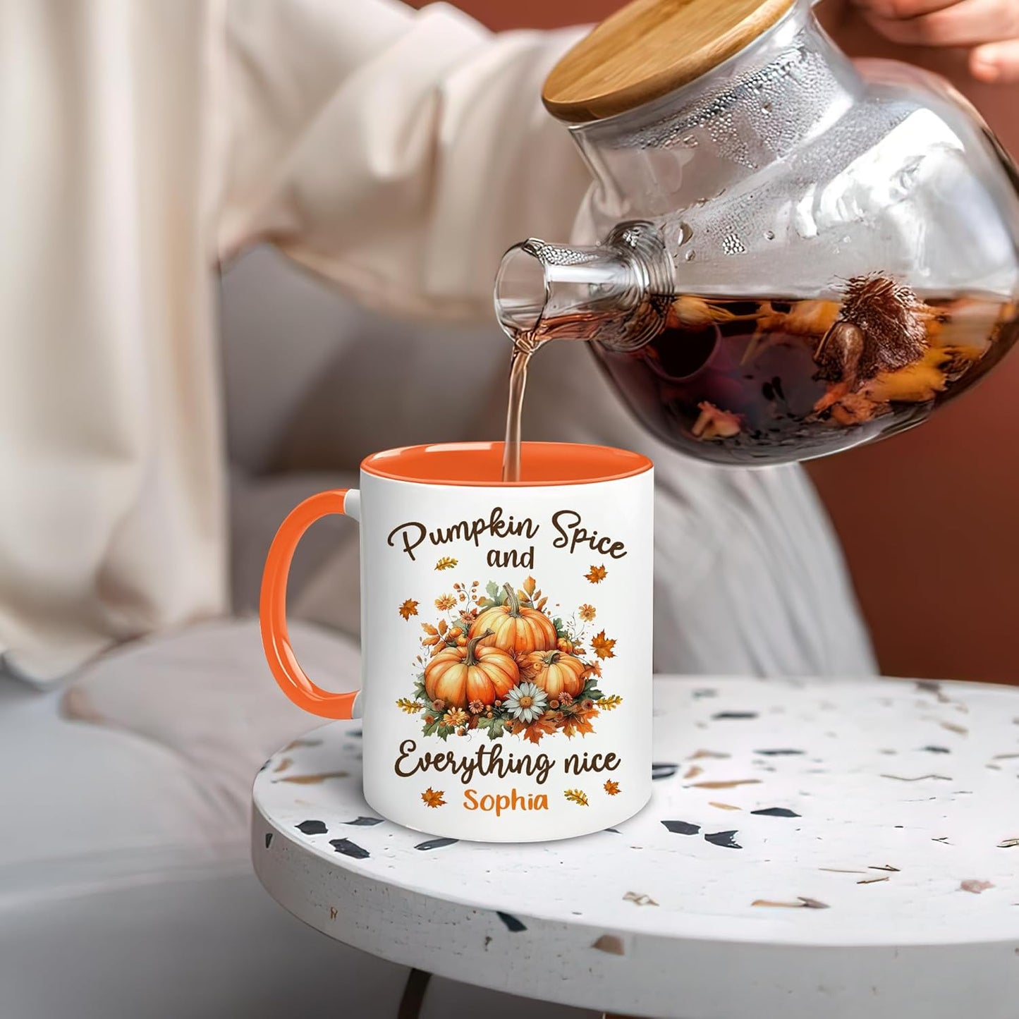 Hyturtle Personalized Fall Autumn Mug Gifts - Pumpkin Spice - Custom Name Coffee Cup Ceramic Mug 11oz 15oz - Autumn Gifts - Fall Thanksgiving Decor Gift - Birthday Christmas