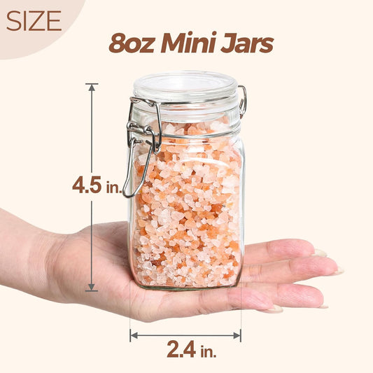 ComSaf Small Glass Jars with Airtight Lid Set of 12, Spice Jars 8 oz, Mason Jar 8 oz, Small Canning Jar, 8oz Jars with Lids for Kitchen, Jam, Jelly, Honey, Dessert, Salad, Shower Wedding Favors