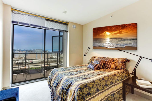 Muolunna S04675 Canvas Prints Wall Art Sunset Ocean Beach Pictures Paintings for Living Room Bedroom Home Decorations Framed Ready to Hang Seascape Waves Artwork 30x60inch