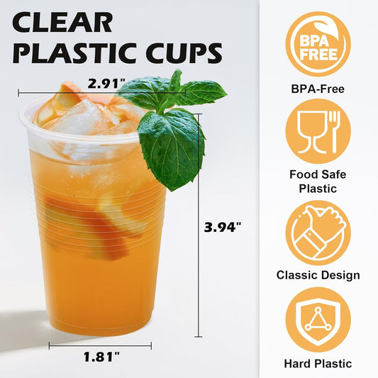 1000 Pack 9 oz Clear Plastic Cups, Small Plastic Cup Bulk, Clear Disposable Cocktail Cup, Cold Party Drinking Cups for Picnics, Ceremonies, Events