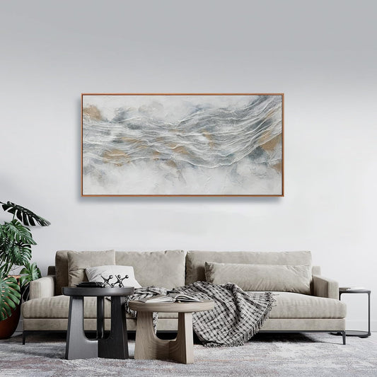 Abstract Wall Art Framed Ready To Hang Home Decor Artwork Simple Modern Art Pieces With Gold And Gray Textures Wall Art Prints Canvas Painting Small Size For Living Room Bedroom Office Decoration 20"X 40"