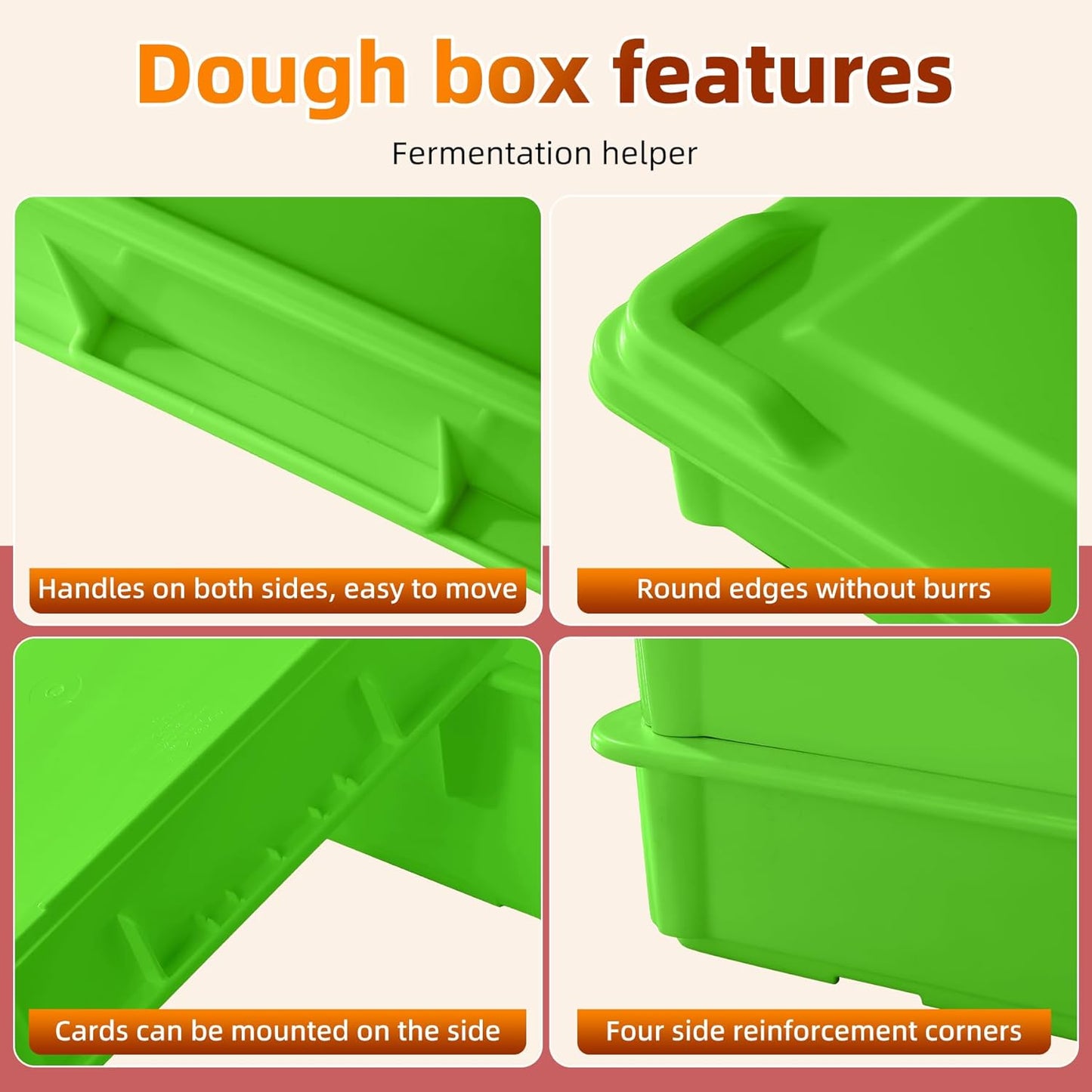 4-Pack Commercial Dough Proofing Box | Pizza/Bread Sourdough Food Storage Containers for Bakeries, Storage Bins with Lids (4 Pack Green, 22.8" L x 15.5" W x 6.1" H)