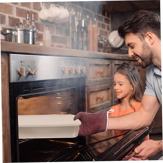 Fresh-Keeping Baking Tray with Lid 9.05X6.69X1.96 Inch Airtight Cake Container for Oven and Refrigerator Food Storage