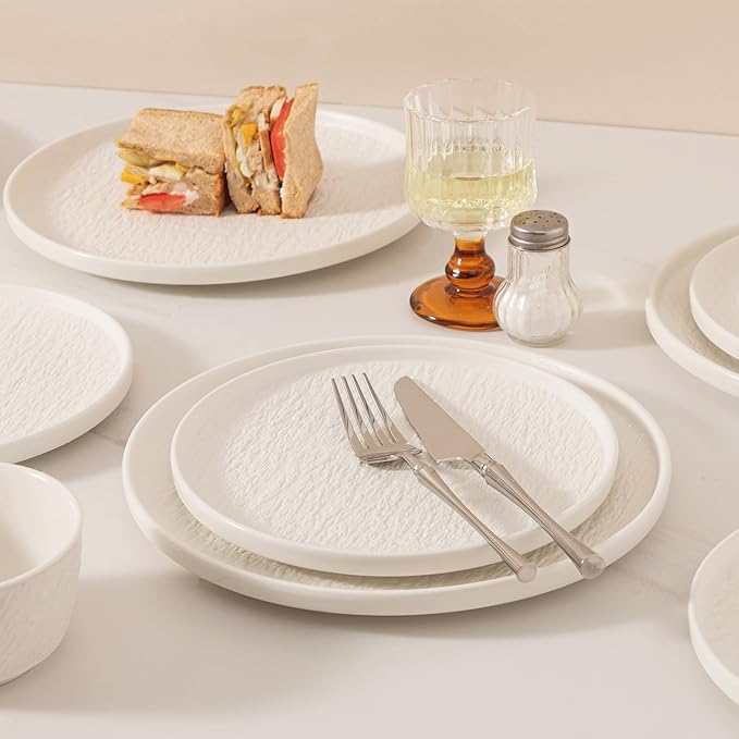 Dinnerware sets plates and bowls sets modern plates stoneware dinnerware set Plates and Bowls Set for 4, 12 Pieces Dishes,Microwave and Dishwasher Safe Tableware (style - 2, 4 - Set (12pcs))