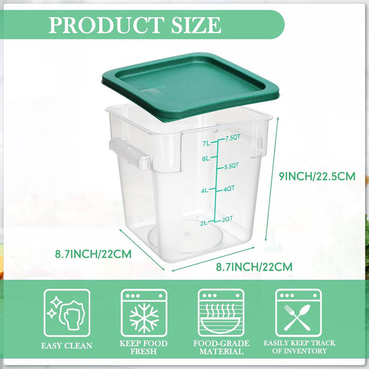 Lallisa 8 Pack 8 Qt Clear Food Storage Container with Handles and Lid Commercial Grade Square Food Storage Containers with Lids Polycarbonate Storage Container for Home Kitchen Restaurant
