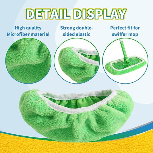 3 Pack Reusable 100% Coral Fleece Mop Pads Compatible with Swiffer Sweeper, Wet and Dry Flat mop Cover, Washable Pads Refills for Hardwood/Surface Floor Cleaning (Mop is Not Included)