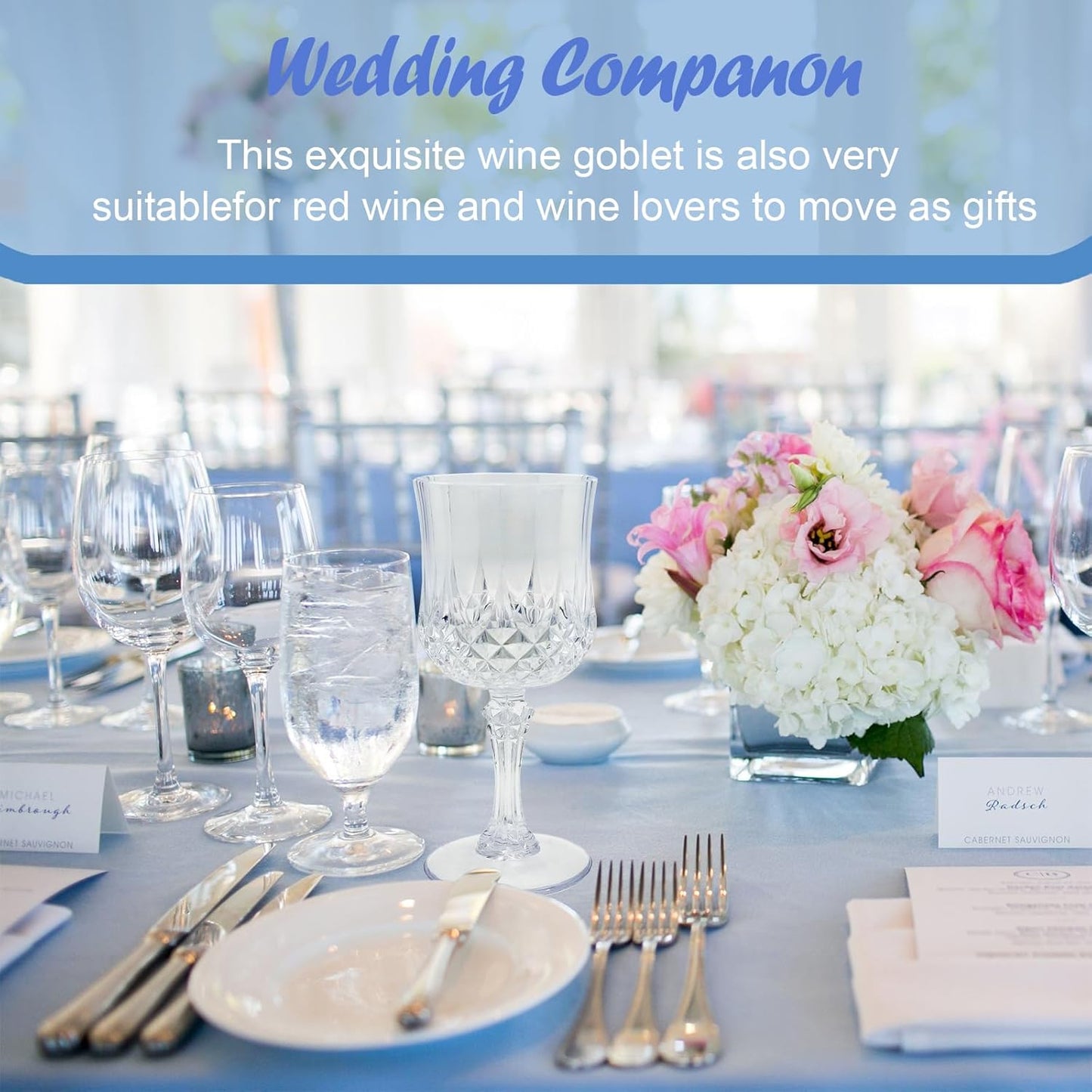 24 PCS Plastic Wine Glasses Clear,Reusable Plastic Wine Glasses,White Goblet Glass,Durable and Sturdy Cups Can Be Ssed for Various Parties Such as Weddings!