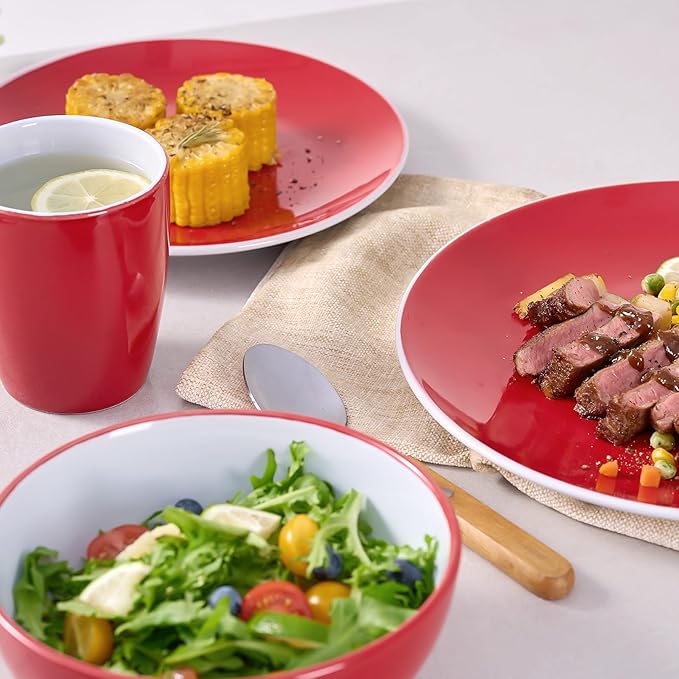 Bestone 16 Piece Round Kitchen Dinnerware Sets, Plates and Bowls, Dinner Plates, Cereal Bowls, Stoneware Dinnerware, Blue and White