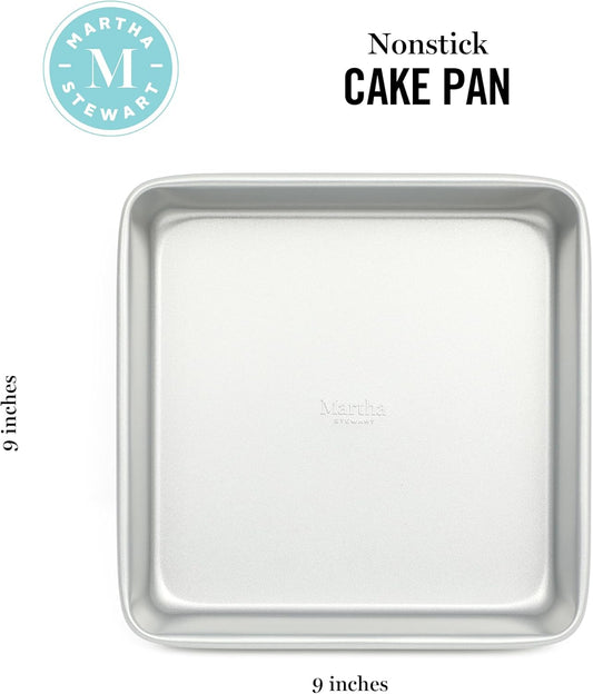 Martha Stewart Gallen 9 Inch Square Nonstick Carbon Steel Cake Pan - Silver