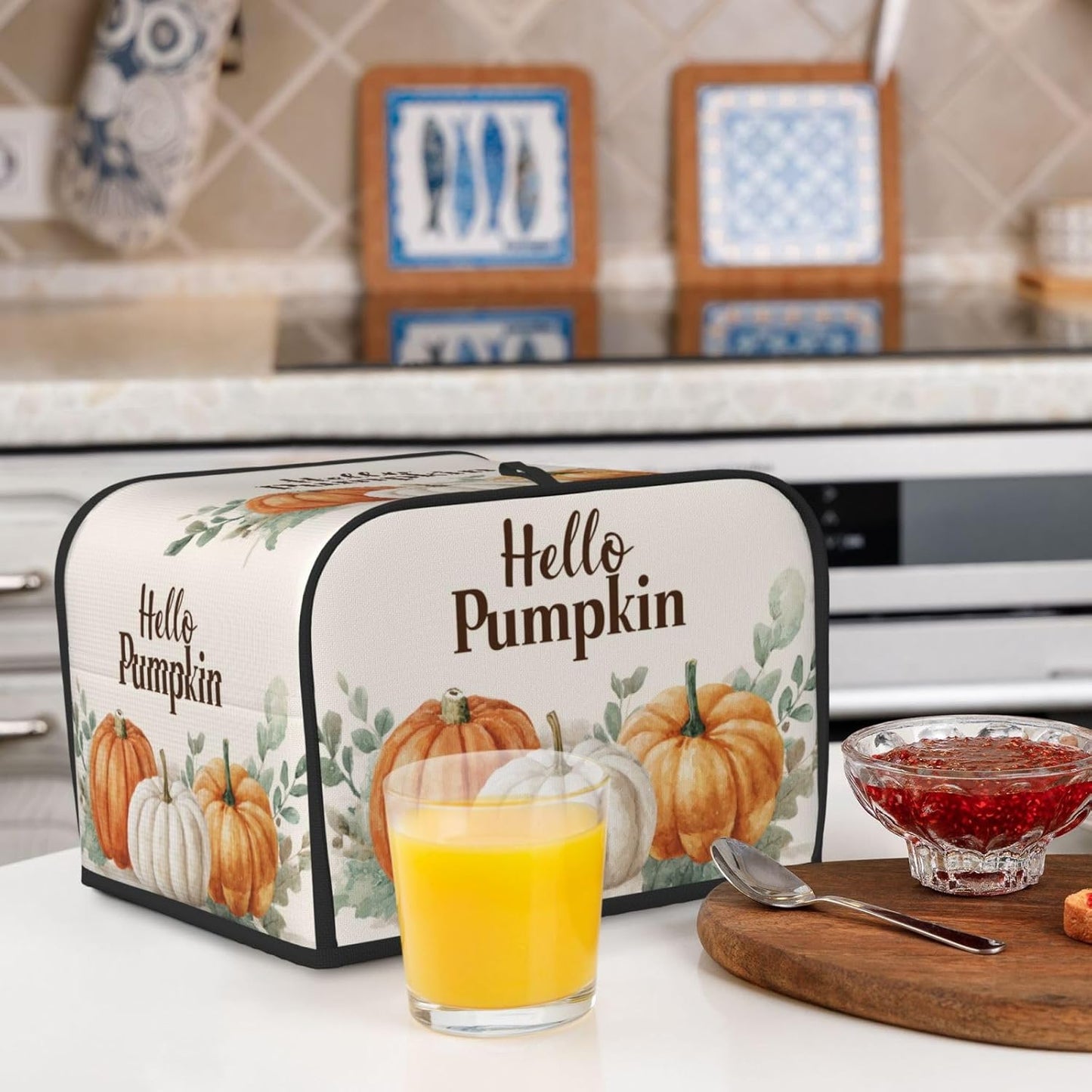 Toaster Cover 4 Slice Pumpkin Thanksgiving Fall Autumn Kitchen Small Appliance Covers with Pockets Dust and Fingerprint Protection