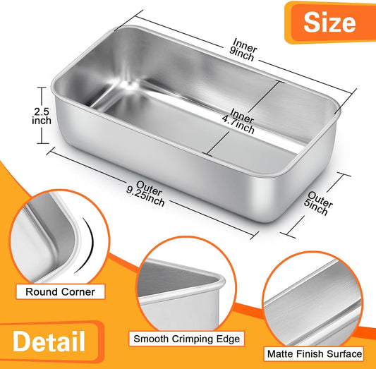 E-far Loaf Pans for Baking Bread 9x5, 12 Pack Stainless Steel Loaf Pan, Rectangle Metal Bakeware Mold for Homemade Banana Bread Meatloaf Brownies, Healthy & Non Toxic, Easy Release & Dishwasher Safe