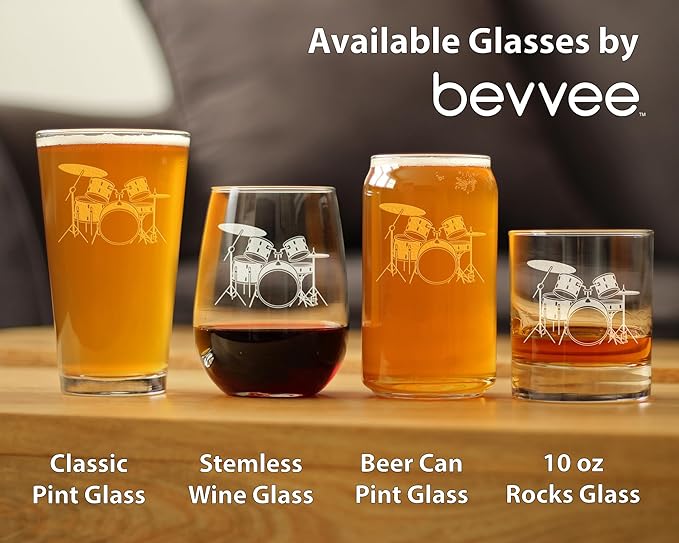 Bevvee Drums - Whiskey Rocks Glass - Drumming Gifts for Drummers - 10.25 oz Glasses