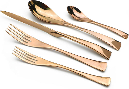 20-Piece 18/10 Stainless Steel Rose Gold Flatware Set, Serive for 4