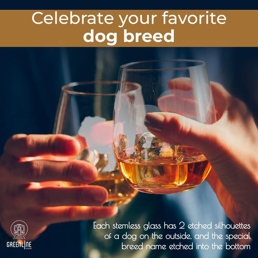 Bulldog Wine Glasses (Set of 2) | Unique for Dog Lovers | Hand Etched with Breed Name on Bottom